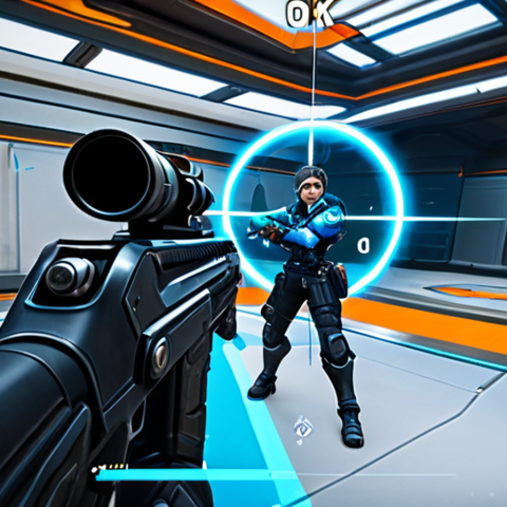 오버워치2 사용자 인터페이스 커스터마이징 - Focus on Mirilla (Crosshair)**

"A first-person perspective screenshot of Overwatch 2 gameplay, focu...