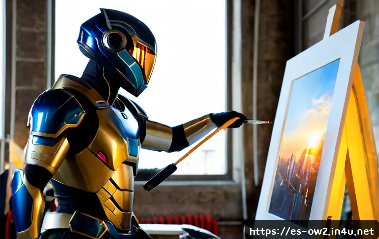 오버워치2 스킨 제작 비하인드 - Photorealistic behind-the-scenes video game character skin design studio in Madrid, Spanish concept ...